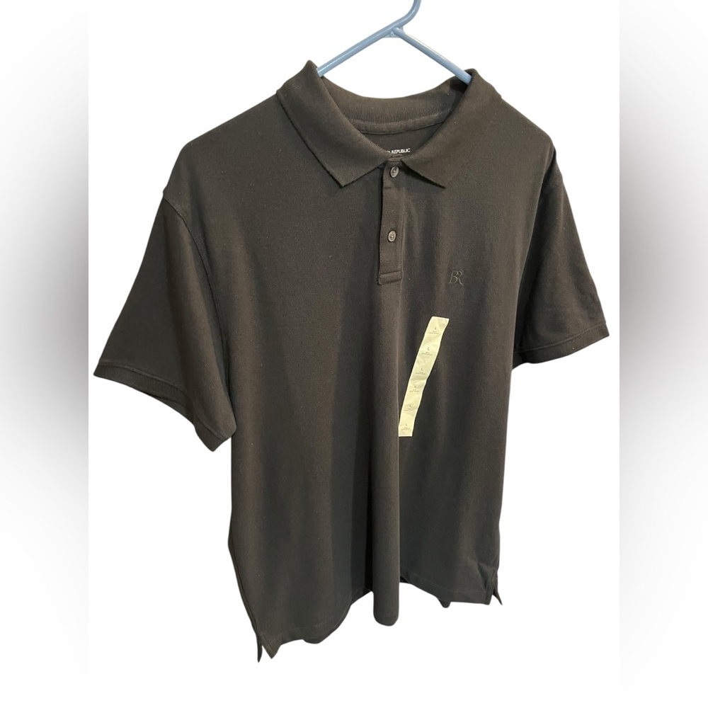 NWT Banana Republic Men’s Short Sleeve Black Collared Polo Shirt - Size Large - Picture 3 of 6